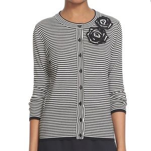 Kate Spade ♠️ Rosette Stripe Cardigan